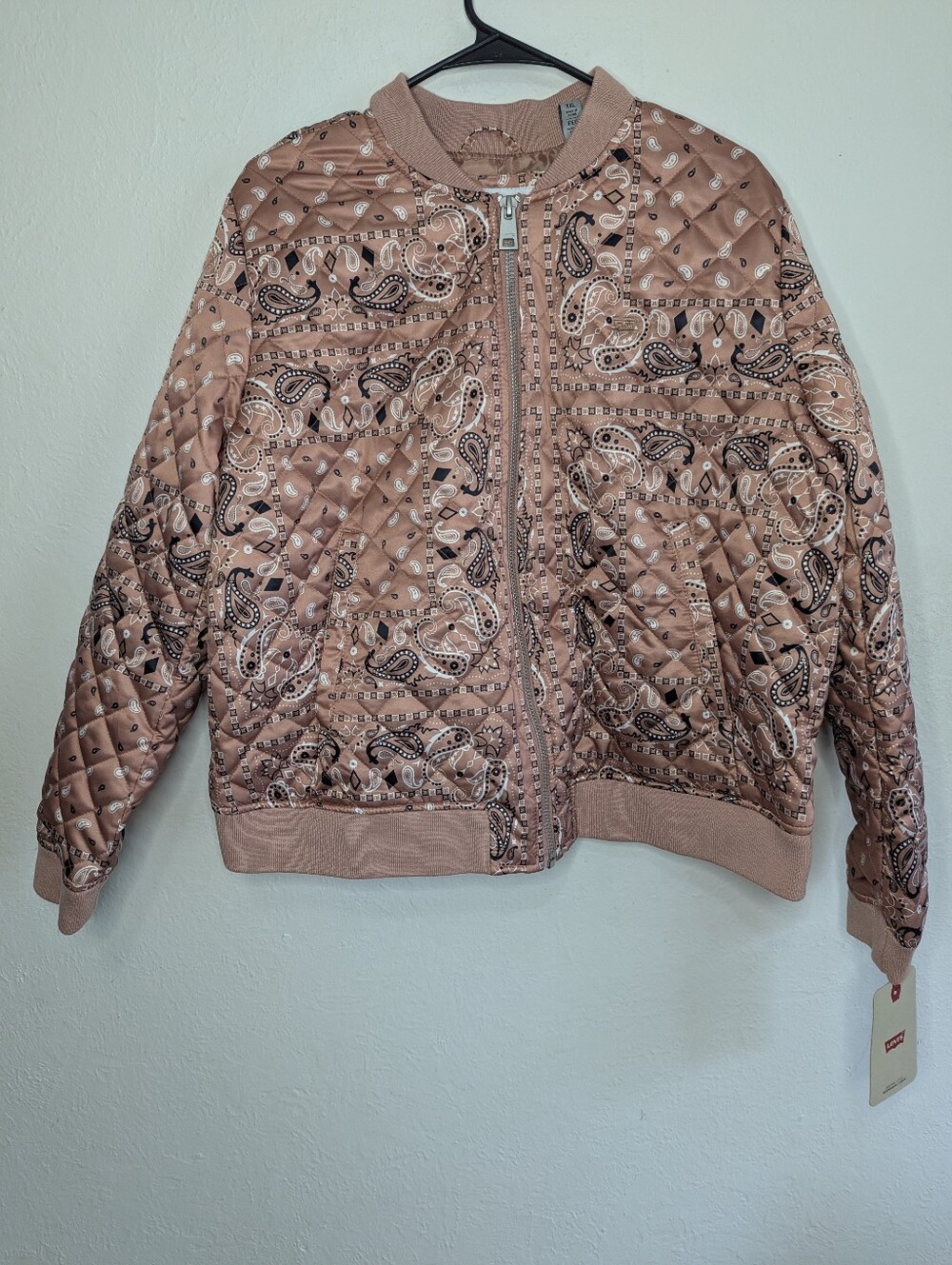 NWT Levi's Quilted Pink Bandana Bomber Jacket Women's Size XXL